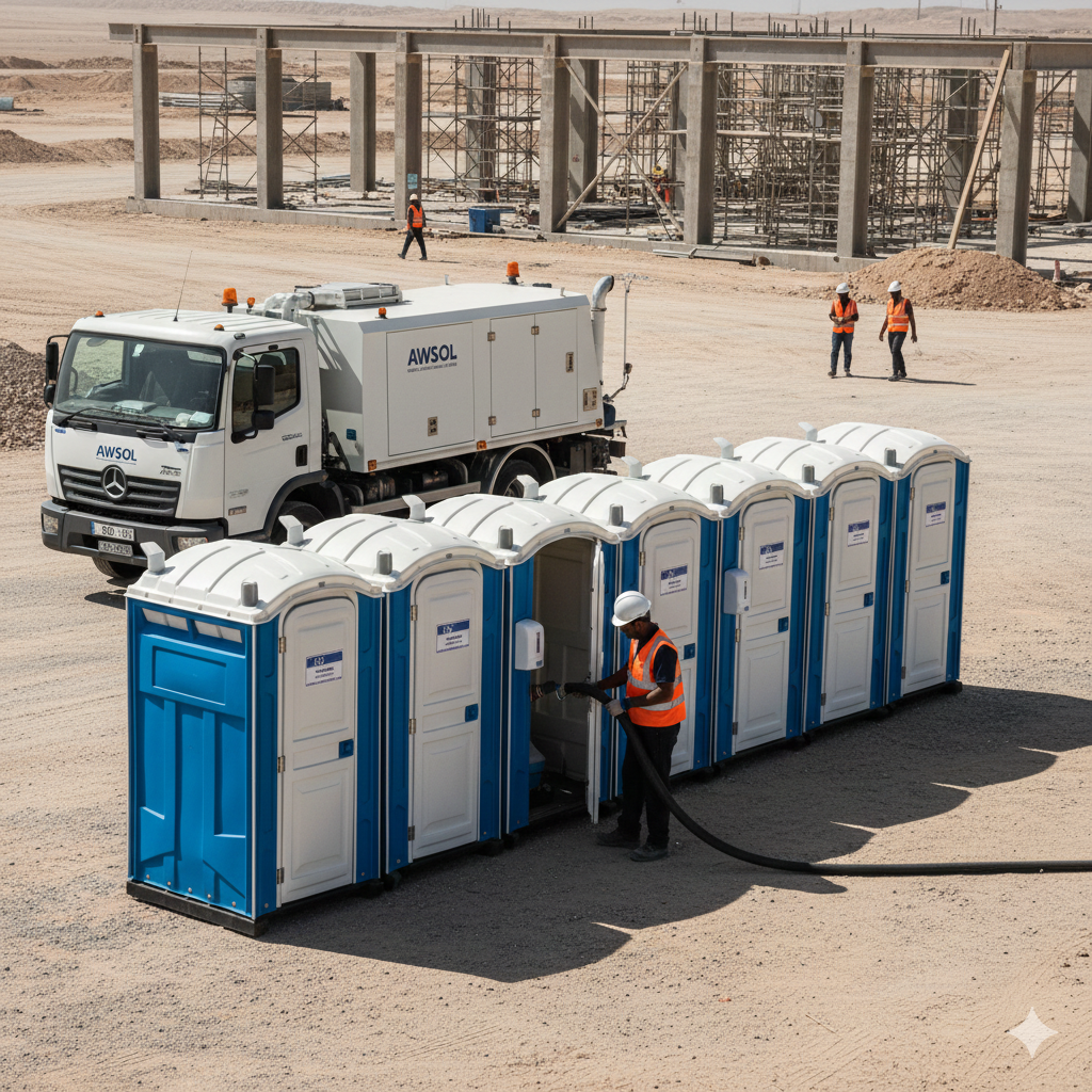 Portable toilet servicing
